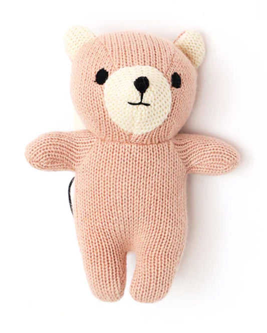 Bambini Baby Pink Teddy Bear Knitted Soft Toy-Improves Tactile Stimulation-Plush Cuddly Toy For Newborn