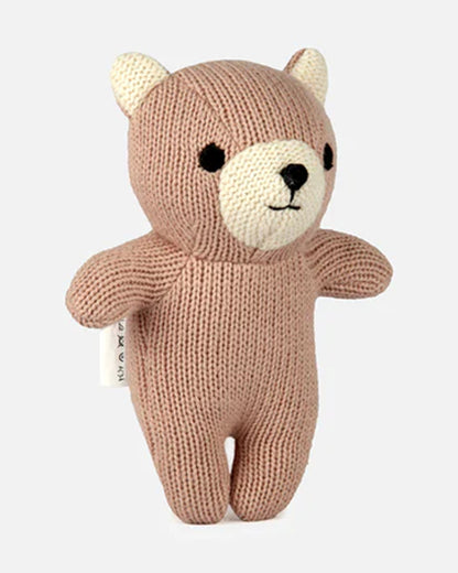 Bambini Baby Pink Teddy Bear Knitted Soft Toy-Improves Tactile Stimulation-Plush Cuddly Toy For Newborn