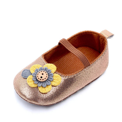 NINO BELLO Golden Sunflower Applique Slip On Sandals For Infants