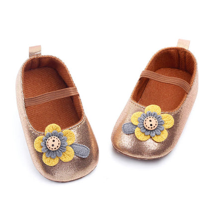 NINO BELLO Golden Sunflower Applique Slip On Sandals For Infants