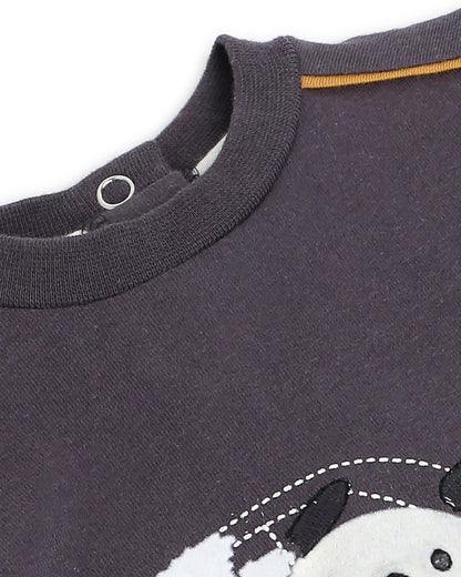 Chicco Dark Grey T-shirt-Printed-Cotton-For Infants