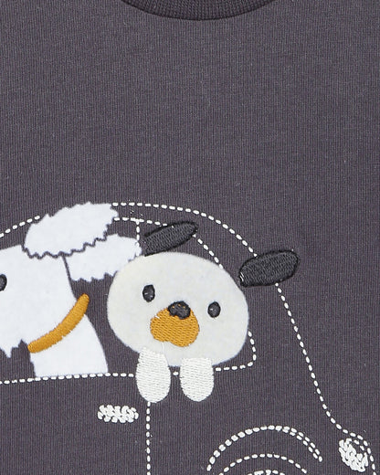 Chicco Dark Grey T-shirt-Printed-Cotton-For Infants