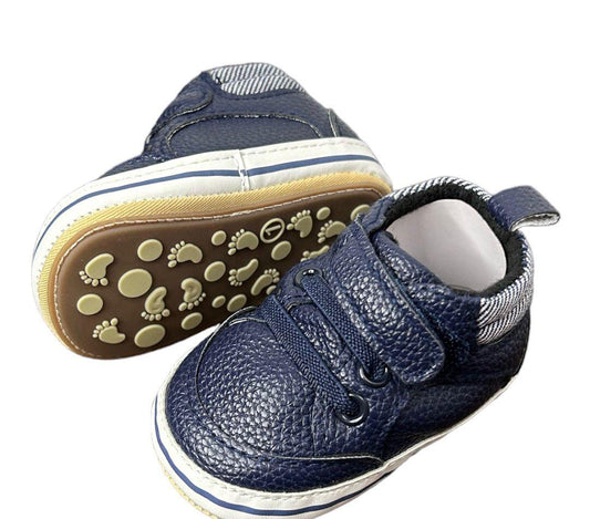 NINO BELLO Navy Blue Velcro Shoes For Infants