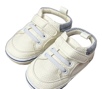 NINO BELLO White Velcro Shoes For Infants