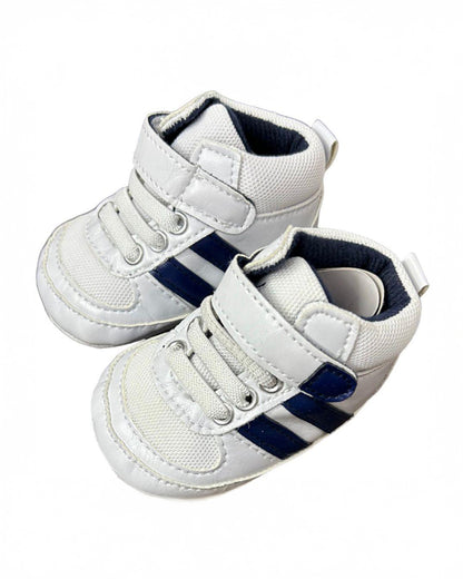 NINO BELLO White High Top Velcro Shoes For Infants