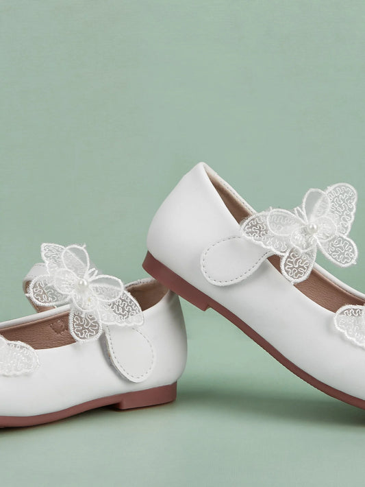 NINO BELLO White Butterfly Velcro Bellies For Infants