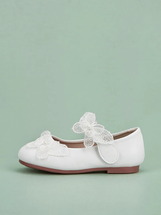 NINO BELLO White Butterfly Velcro Bellies For Infants