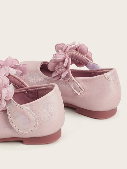 NINO BELLO Pink Flower Applique Velcro Bellies For Infants