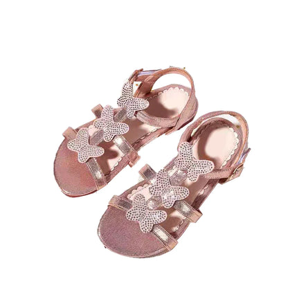 NINO BELLO Rose Gold Butterfly Velcro Sandals For Infants