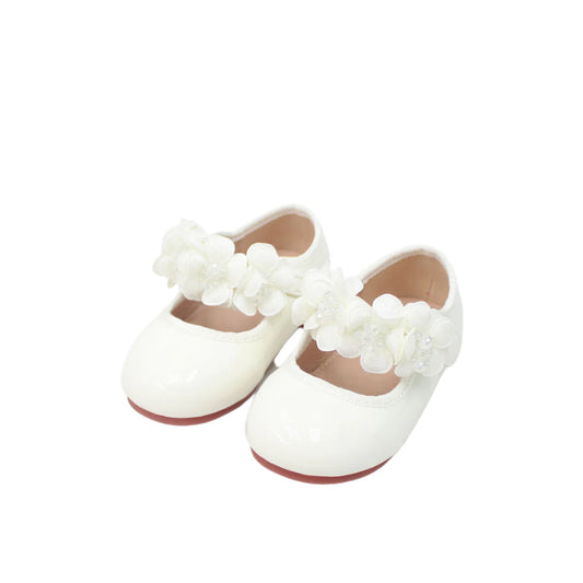 NINO BELLO White Flower Applique Velcro Bellies For Infants