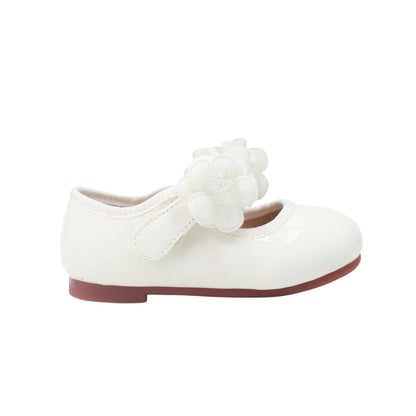 NINO BELLO White Flower Applique Velcro Bellies For Infants