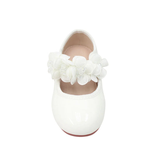 NINO BELLO White Flower Applique Velcro Bellies For Infants