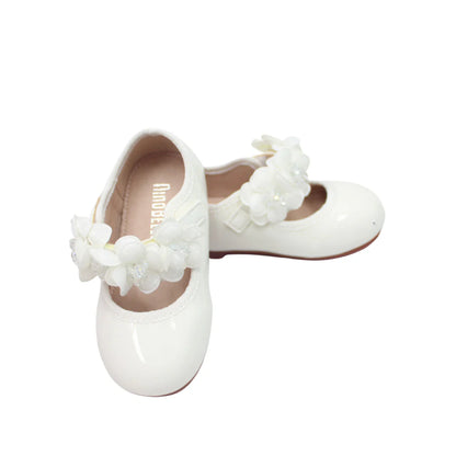 NINO BELLO White Flower Applique Velcro Bellies For Infants