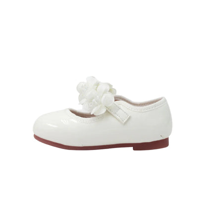 NINO BELLO White Flower Applique Velcro Bellies For Infants