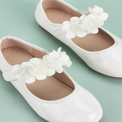 NINO BELLO White Flower Applique Velcro Bellies For Infants