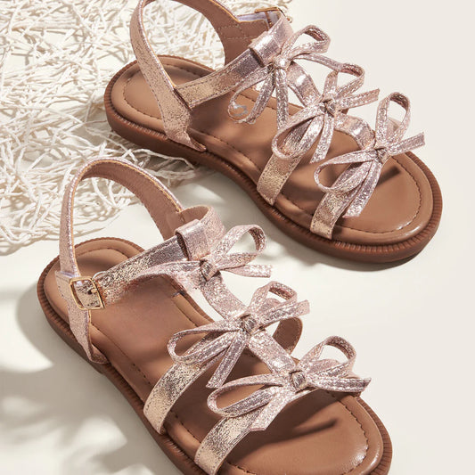 NINO BELLO Rosegold Triple Knot Velcro Sandals For Infants