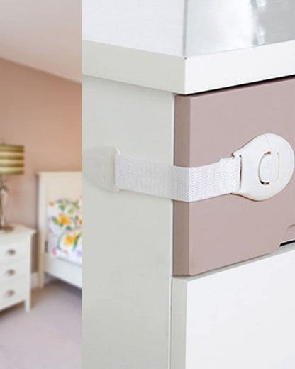 SYGA Baby Safety Lock-Prevents Child from Opening of Cabinet, Drawer & Wardrobe-Easy to Install-White