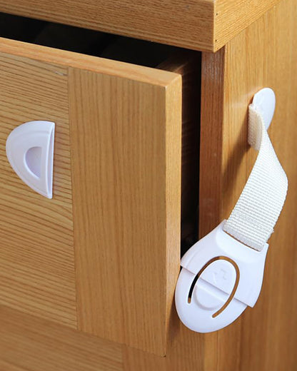 SYGA Baby Safety Lock-Prevents Child from Opening of Cabinet, Drawer & Wardrobe-Easy to Install-White