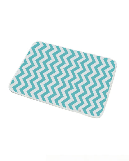 Syga Waterproof Diaper Changing Mat And Mattress Protector-Multilayer-Blue-Sea Wave Design