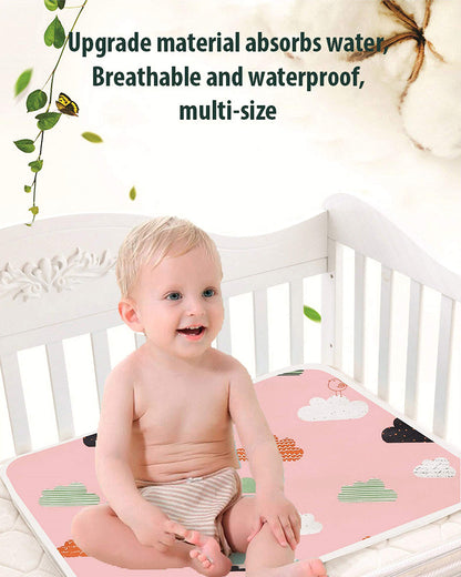 Syga Waterproof Diaper Changing Mat And Mattress Protector-Multilayer-Pink Cloud Design