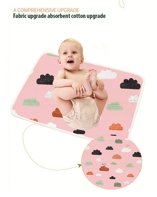 Syga Waterproof Diaper Changing Mat And Mattress Protector-Multilayer-Pink Cloud Design