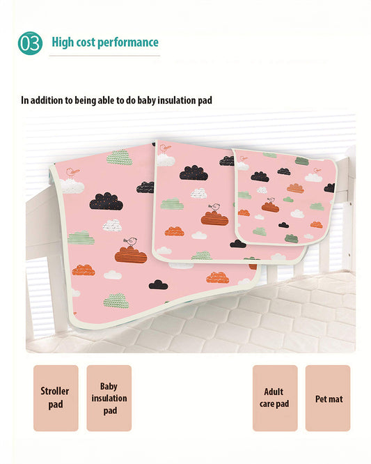 Syga Waterproof Diaper Changing Mat And Mattress Protector-Multilayer-Pink Cloud Design