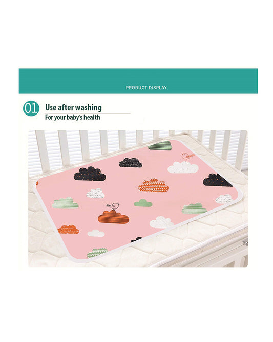 Syga Waterproof Diaper Changing Mat And Mattress Protector-Multilayer-Pink Cloud Design