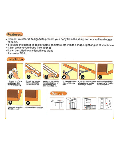 SYGA Edge Guard Strip-Pre Taped-Cushion Corner Cover Tape-Foam-Infant Bump Protector-For Sharp Edges of Furniture & Corners-Brown