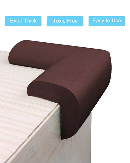 SYGA Edge Guard Protector-Suitable for Table and Desk-With Impact Absorbing Foam-L Shape-Brown