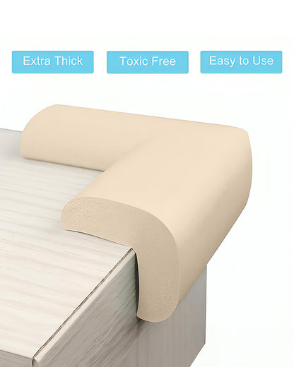 SYGA Edge Guard Protector-Suitable for Table and Desk-With Impact Absorbing Foam-L Shape-Cream