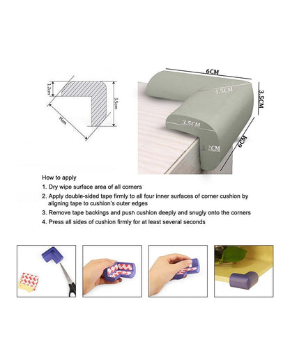 SYGA Edge Guard Protector-Suitable for Table and Desk-With Impact Absorbing Foam-L Shape-Grey