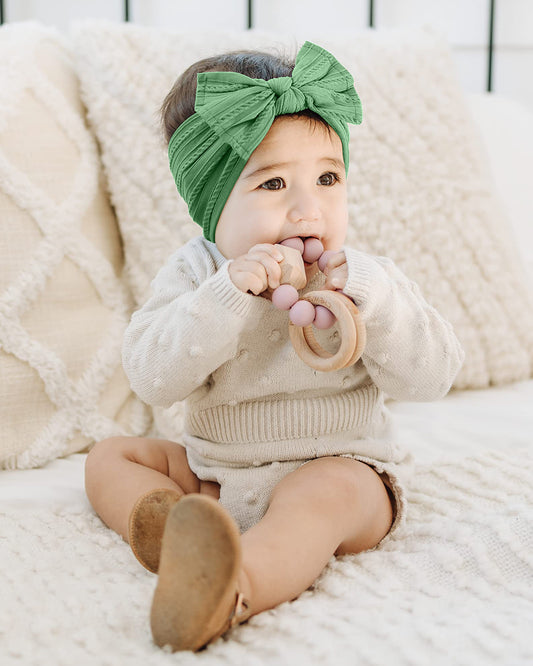 Syga Green Headband-Solid-Cotton Blend-For Infants