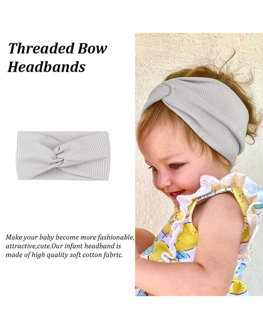 Syga Light Grey Headband-Striped-Cotton-For Infants