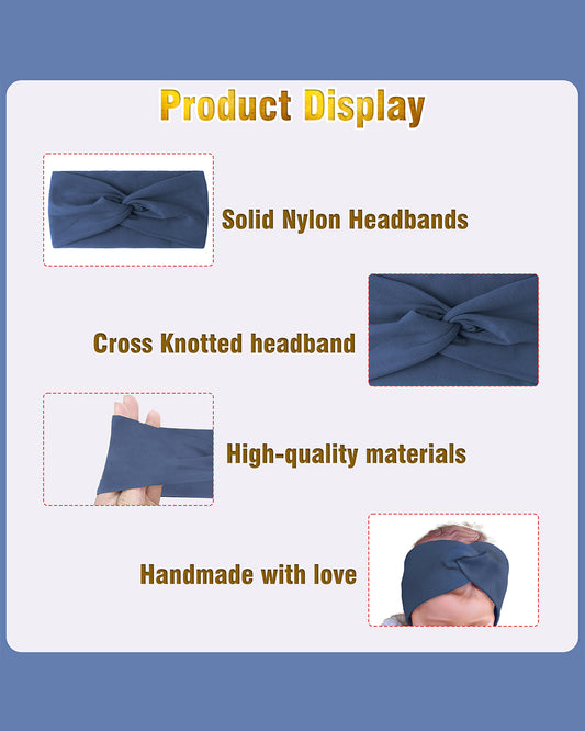 Syga Navy Blue Headband-Solid-Nylon-For Infants