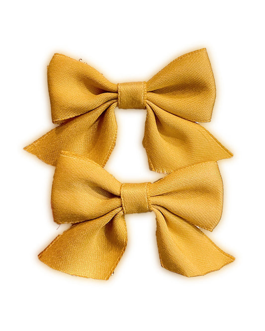 Syga Mustard Hair Clip-Solid-Cotton Blend-Pack of 2-For Infants