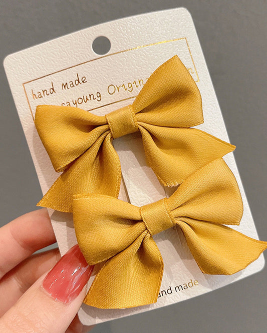 Syga Mustard Hair Clip-Solid-Cotton Blend-Pack of 2-For Infants