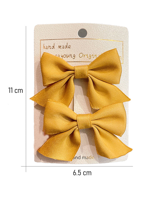 Syga Mustard Hair Clip-Solid-Cotton Blend-Pack of 2-For Infants