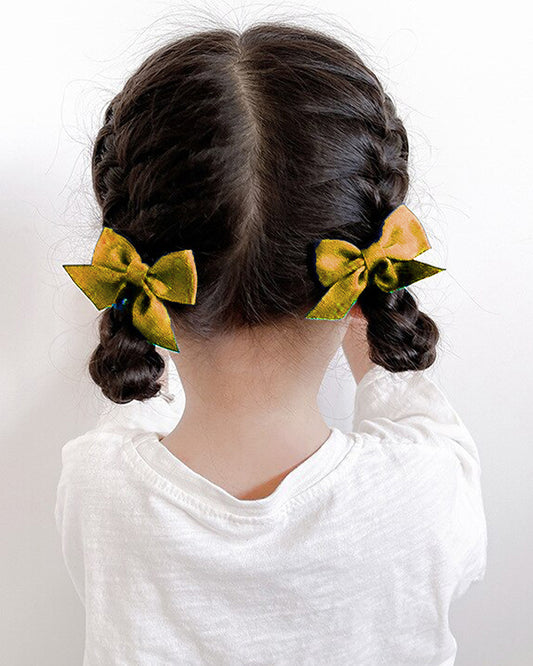 Syga Mustard Hair Clip-Solid-Cotton Blend-Pack of 2-For Infants