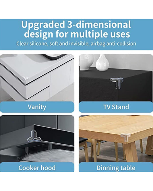 SYGA Edge Guard Protector-Pre Taped-Suitable for Table and Desk-With Impact Absorbing Foam-T Shape-Transparent