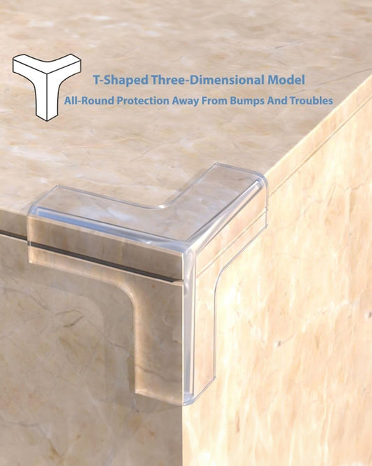SYGA Edge Guard Protector-Pre Taped-Suitable for Table and Desk-With Impact Absorbing Foam-T Shape-Transparent