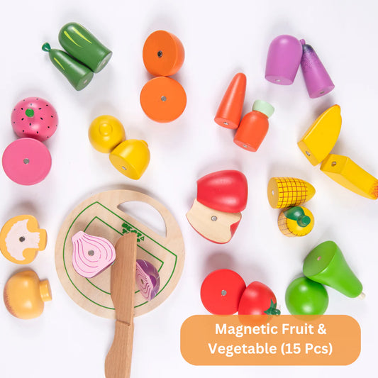 Nesta Toys Wooden Vegetable Fruit Toy Set 15 Magnetic Pieces Pretend Play Toy 24M Extra 5 Off duckduckbaby