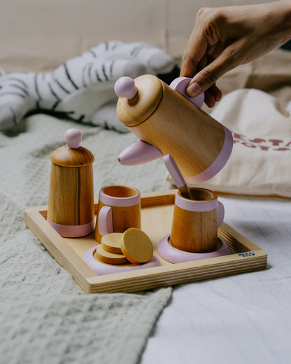 Nesta Toys Wooden Tea Set-10 Pieces-Enhances Role Play-Pretend & Play Toy-24M+