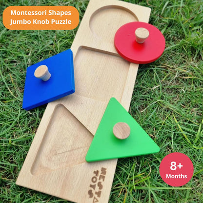 Nesta Toys Montessori Shapes Knob Jumbo Puzzle-Easy To Grasp-Learning & Educational Toys-24M+