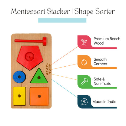 Nesta Toys Montessori Shape Sorter & Stacker-Easy To Grasp-Learn Shapes-Learning & Educational Toys-24M+