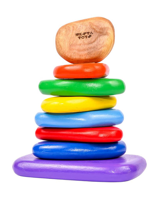 Nesta Toys Wooden Balancing Pebbles Puzzle-8 Pieces-Enhances Hand Eye Coordination-Learning & Educational Toys-24M+