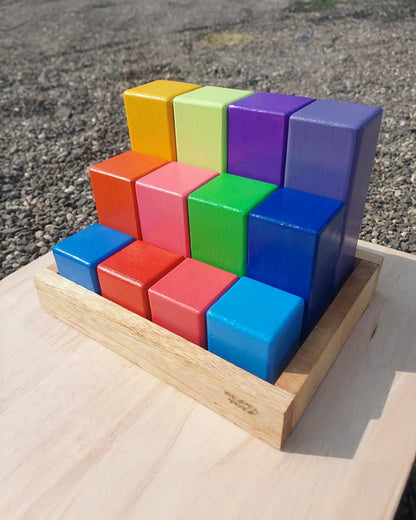Nesta Toys Wooden Building Blocks With Tray-12 Pieces-Enhances Hand Eye Coordination-Learning & Educational Toys-24M+