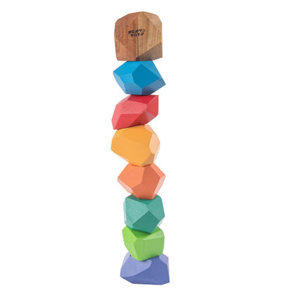 Nesta Toys Wooden Stone Balancing Blocks-8 Pieces-Enhances Hand Eye Coordination-Learning & Educational Toys-24M+