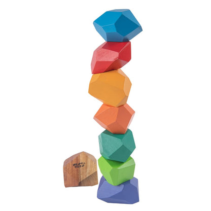 Nesta Toys Wooden Stone Balancing Blocks-8 Pieces-Enhances Hand Eye Coordination-Learning & Educational Toys-24M+