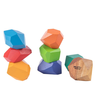 Nesta Toys Wooden Stone Balancing Blocks-8 Pieces-Enhances Hand Eye Coordination-Learning & Educational Toys-24M+