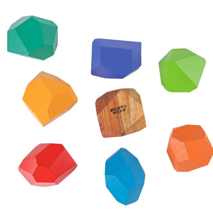 Nesta Toys Wooden Stone Balancing Blocks-8 Pieces-Enhances Hand Eye Coordination-Learning & Educational Toys-24M+